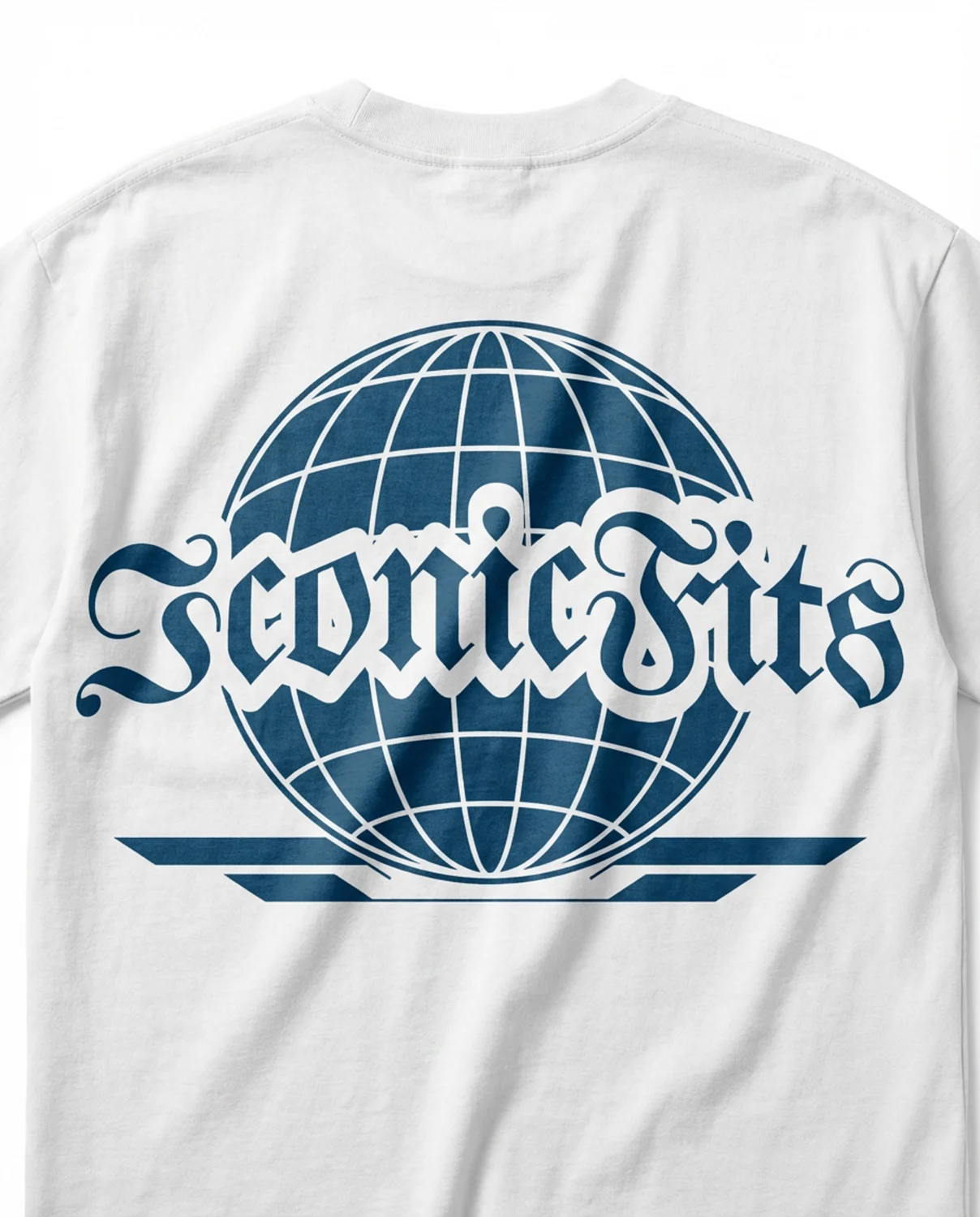 Globe logo T-shirt with "Iconic Fits" text, perfect for streetwear and fashion statements.