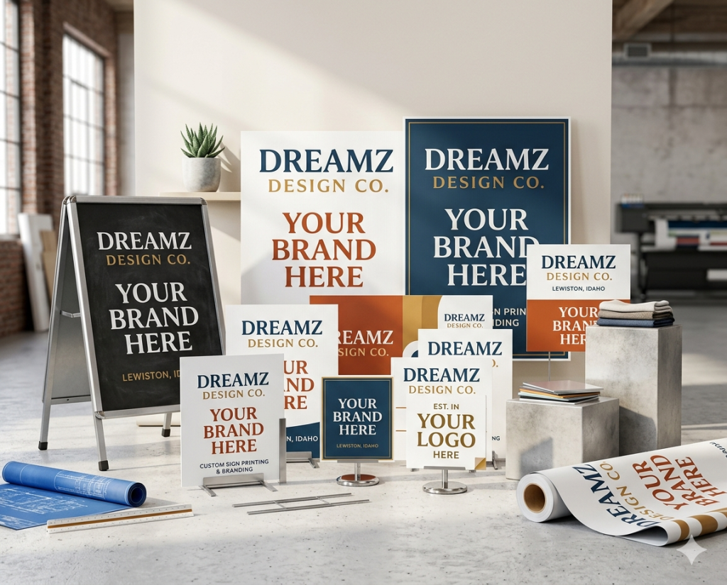 Dreamz Design Co Signage and Branding Displays Custom business signage and branding displays for Dreamz Design Co.