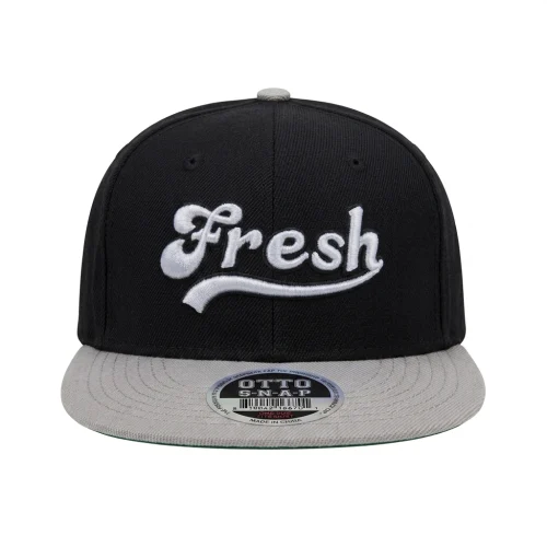 3D embroidered FRESH black OttoCap hat with grey bill