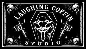 Custom suede business cards for Laughing Coffin Studio in Lewiston Idaho